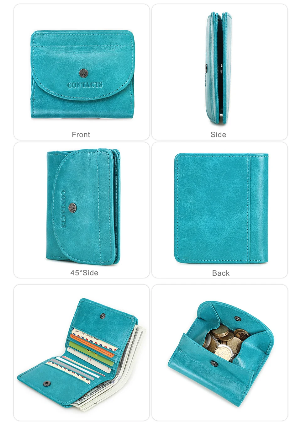 Contact'S Fashion Genuine Leather Designer Wallets Luxury for Women Small Coin Purse Women Card Holder Mini Clutch