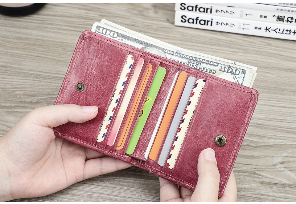 Contact'S Fashion Genuine Leather Designer Wallets Luxury for Women Small Coin Purse Women Card Holder Mini Clutch