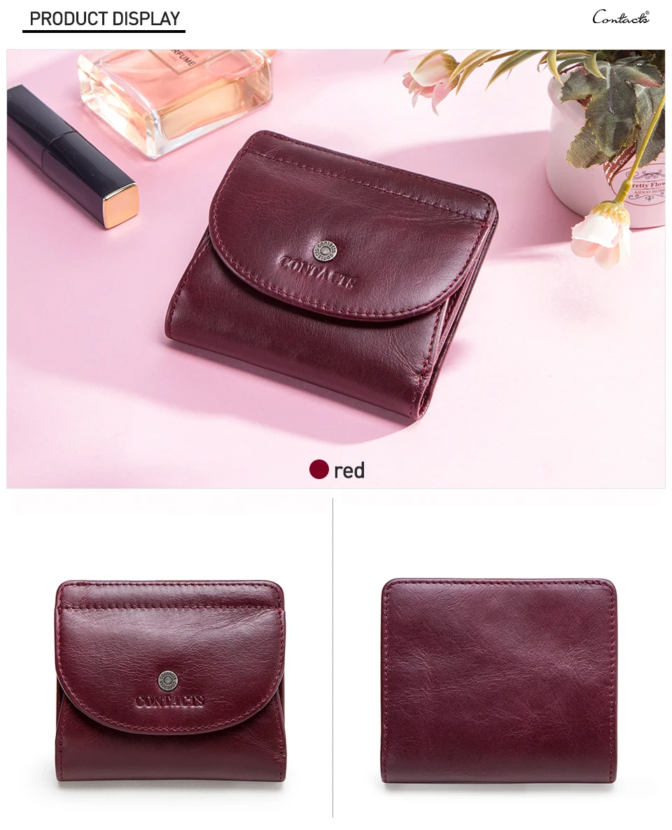 Contact'S Fashion Genuine Leather Designer Wallets Luxury for Women Small Coin Purse Women Card Holder Mini Clutch