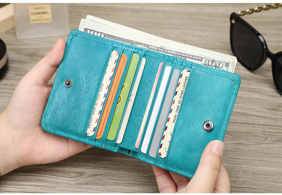 Contact'S Fashion Genuine Leather Designer Wallets Luxury for Women Small Coin Purse Women Card Holder Mini Clutch
