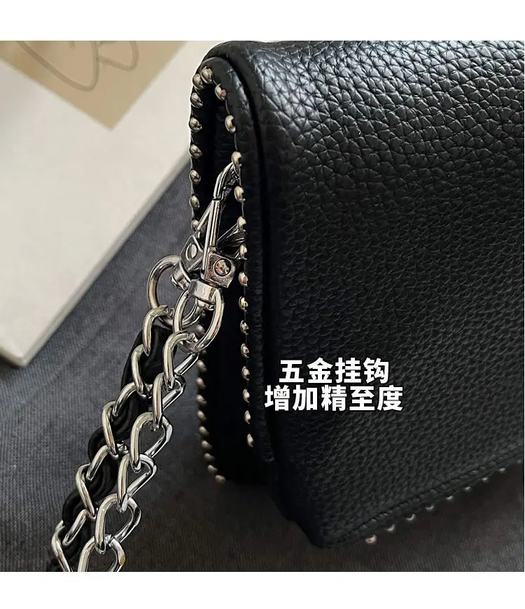 New French Classic Fashion Versatile Chain Inlaid Diamond Crossshoulder Single Shoulder Crossshoulder Wings Female PU Bag