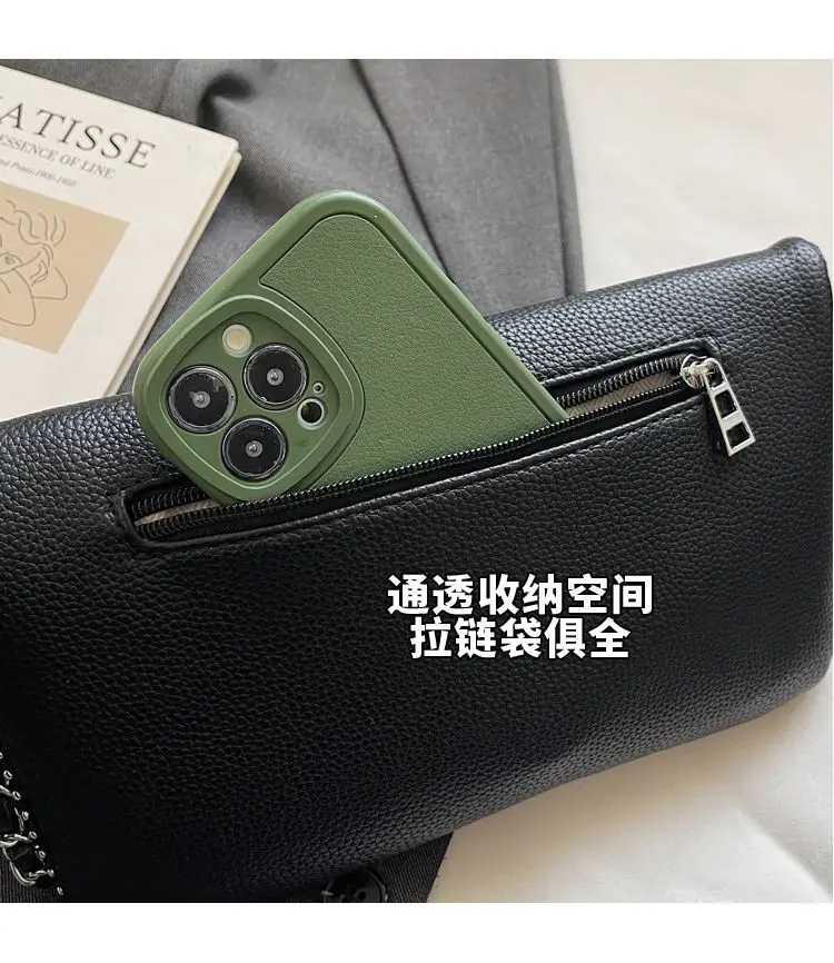 New French Classic Fashion Versatile Chain Inlaid Diamond Crossshoulder Single Shoulder Crossshoulder Wings Female PU Bag