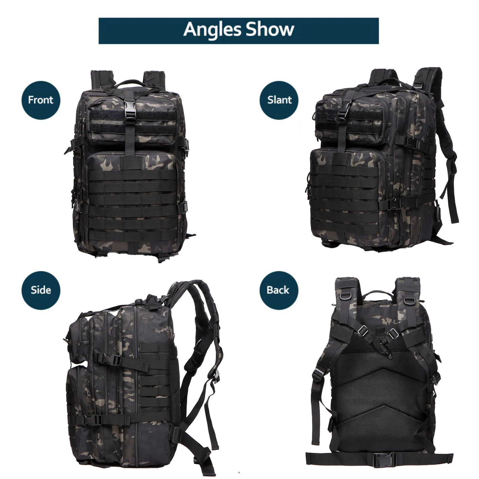 50L Durable Nylon Waterproof Tactical Backpack for Outdoor Hiking Fishing Hunting Camping Trekking Sports Travel Shoulder Bag