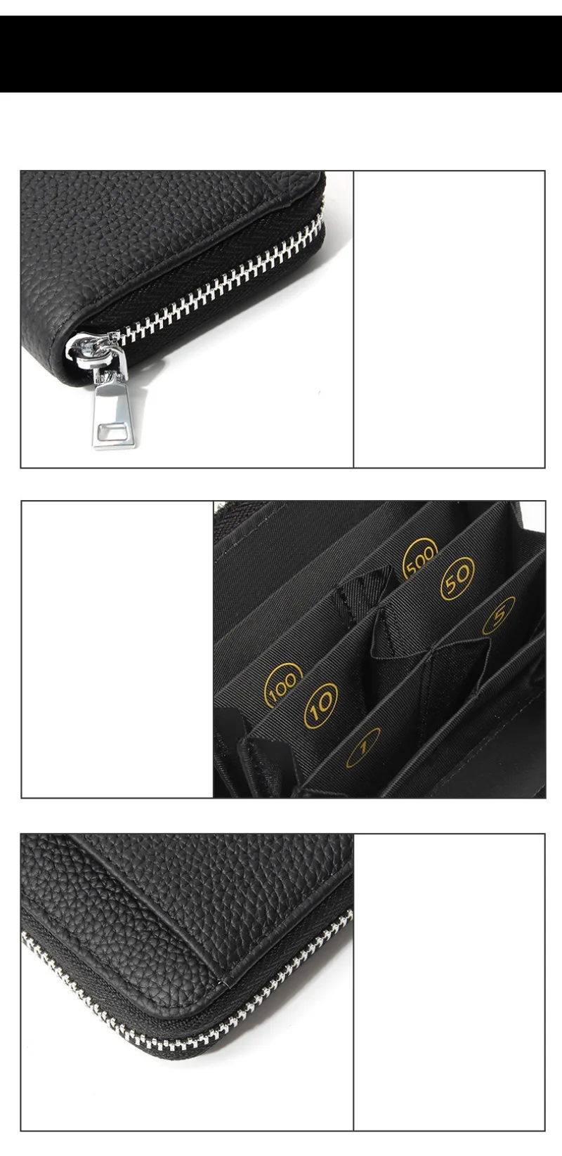 Women's RFID Blocking Card Holder Genuine Leather Japanese Style Multi-Slot Card Wallet Divided Compartment Zipper Coin Purse