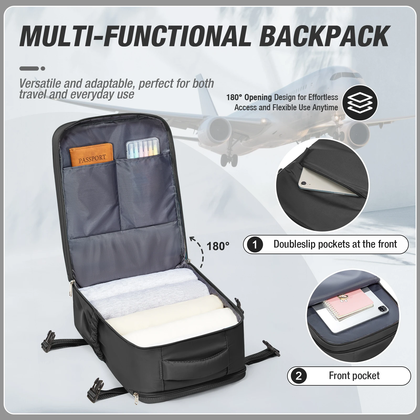 Women Men Hand Luggage Backpack Business College Laptop Travel Backpack Waterproof Carry on  Airplane Ryanair Backpack 40x30x20