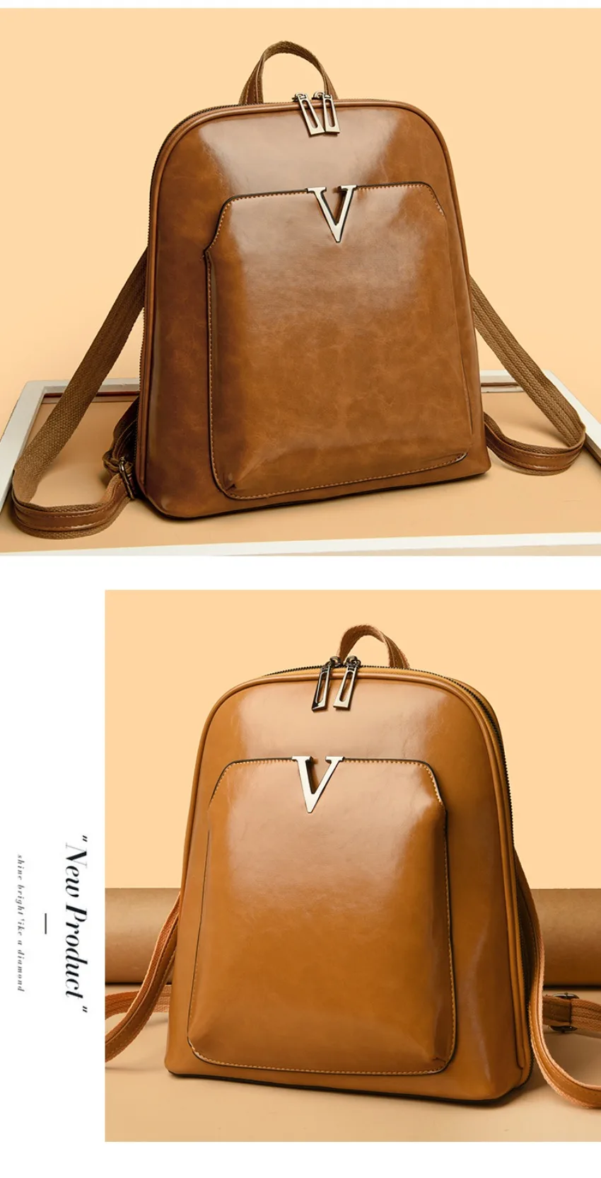 Designer Backpack Women Travel Bag Large Capacity Classic Backpack Oil Wax Leather PU Shoulder Bag Mochilas De Gran Capacidad