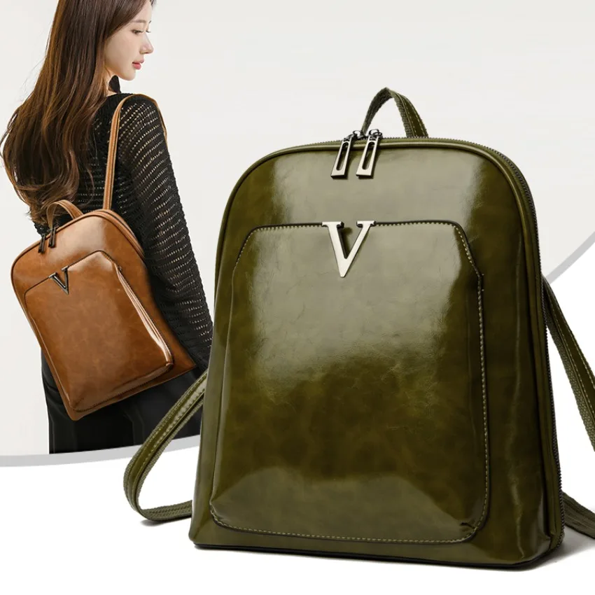 Designer Backpack Women Travel Bag Large Capacity Classic Backpack Oil Wax Leather PU Shoulder Bag Mochilas De Gran Capacidad