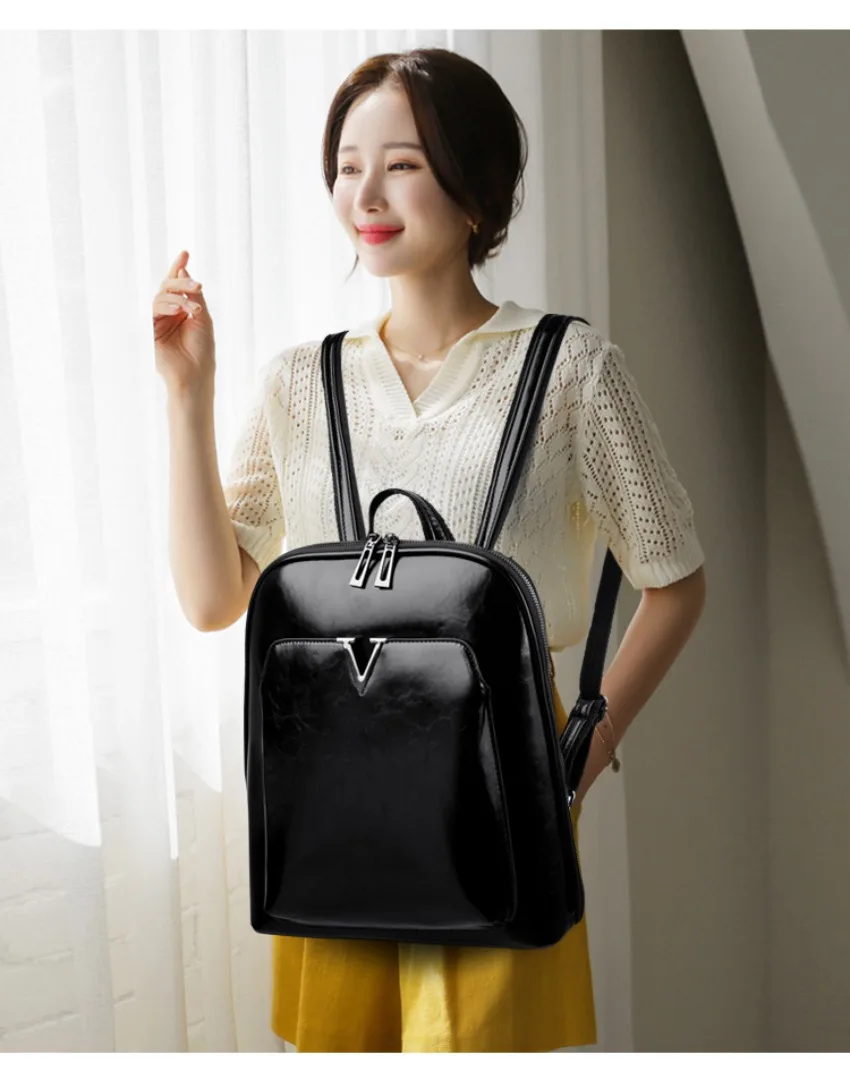 Designer Backpack Women Travel Bag Large Capacity Classic Backpack Oil Wax Leather PU Shoulder Bag Mochilas De Gran Capacidad