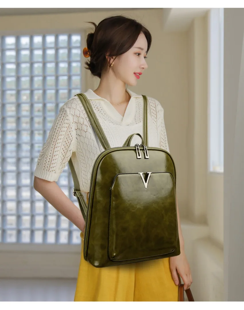 Designer Backpack Women Travel Bag Large Capacity Classic Backpack Oil Wax Leather PU Shoulder Bag Mochilas De Gran Capacidad