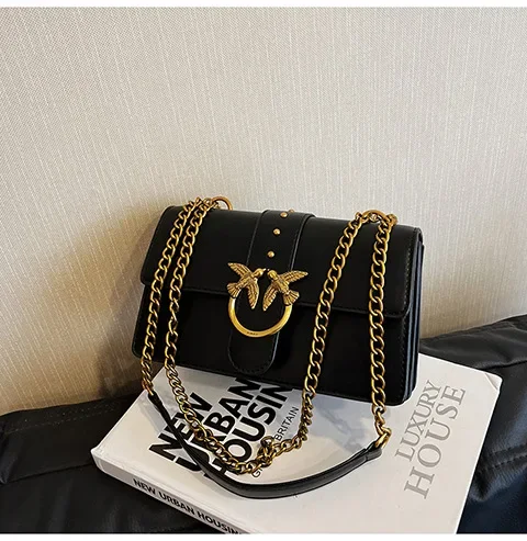 New Women Chain Crossbody Bag, European American Fashion Underarm Shoulder Bag, Vintage Metal Decor Small Square Purse for Daily
