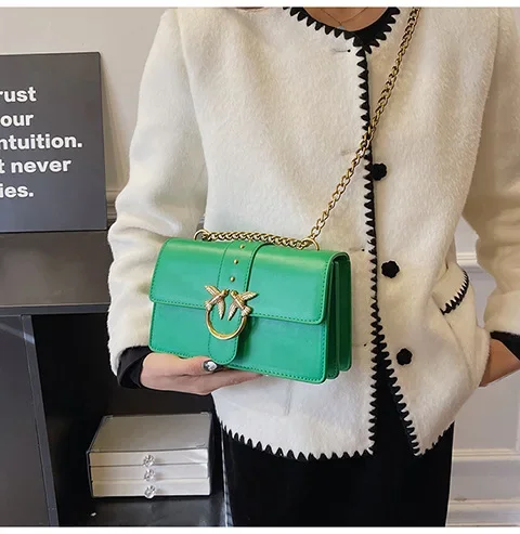 New Women Chain Crossbody Bag, European American Fashion Underarm Shoulder Bag, Vintage Metal Decor Small Square Purse for Daily