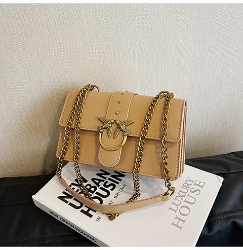 New Women Chain Crossbody Bag, European American Fashion Underarm Shoulder Bag, Vintage Metal Decor Small Square Purse for Daily
