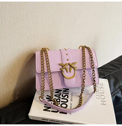 New Women Chain Crossbody Bag, European American Fashion Underarm Shoulder Bag, Vintage Metal Decor Small Square Purse for Daily