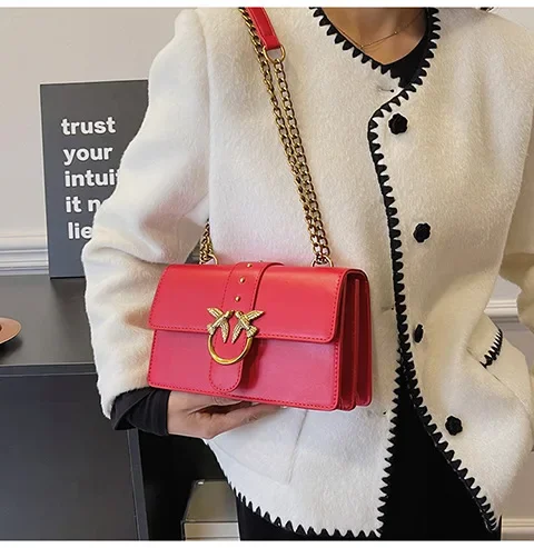New Women Chain Crossbody Bag, European American Fashion Underarm Shoulder Bag, Vintage Metal Decor Small Square Purse for Daily