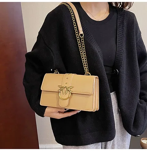 New Women Chain Crossbody Bag, European American Fashion Underarm Shoulder Bag, Vintage Metal Decor Small Square Purse for Daily