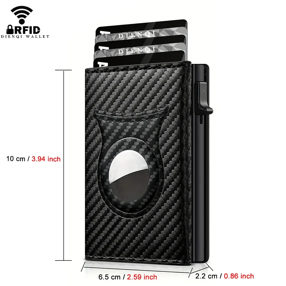 Rfid Credit Card Holder Men Wallets For Apple Airtag Carbon Fiber Bank Cardholder Case Small Smart Minimalist Wallet For Air Tag