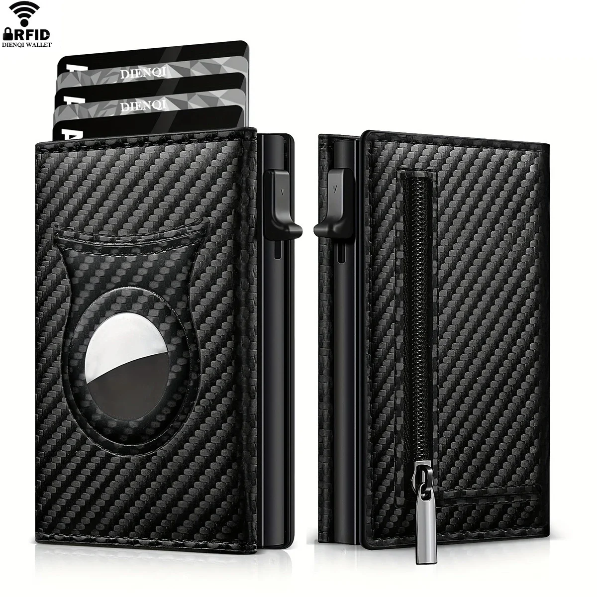 Rfid Credit Card Holder Men Wallets For Apple Airtag Carbon Fiber Bank Cardholder Case Small Smart Minimalist Wallet For Air Tag