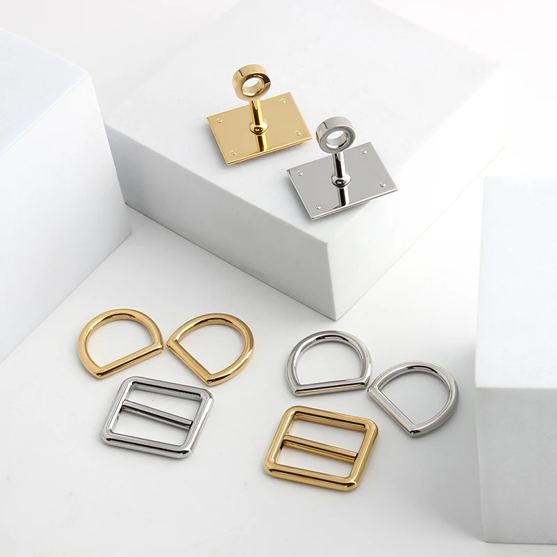 1-5Sets Gold,Silver Stainless Steel Rectangle Eyelets Hanger Clasp Locks For Women DIY Handbags Shoulder Purse Bags Accessories