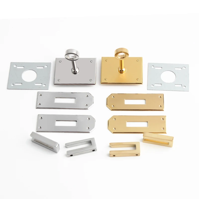 1-5Sets Gold,Silver Stainless Steel Rectangle Eyelets Hanger Clasp Locks For Women DIY Handbags Shoulder Purse Bags Accessories