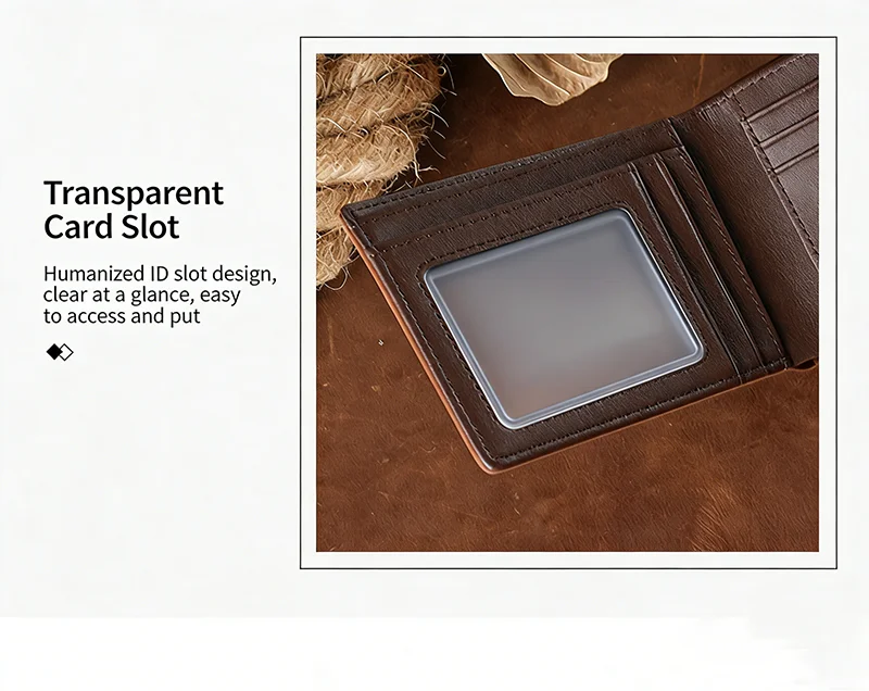 Men's Vintage Crazy Horse Leather Wallet Rfid Blocking Short Bifold Genuine Full Grain Cowhide Anti-Theft Card Holder Purse