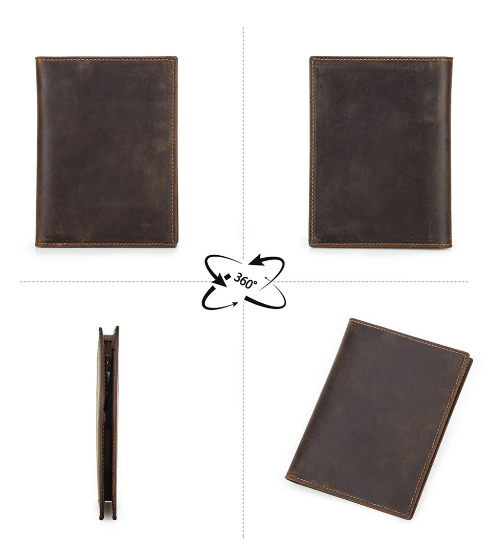 Genuine Cow Leather Passport Holder Travel Wallet with Airtag Case Anti-lost Pocket Pen Card Holder RFID Blocking Passport Cover