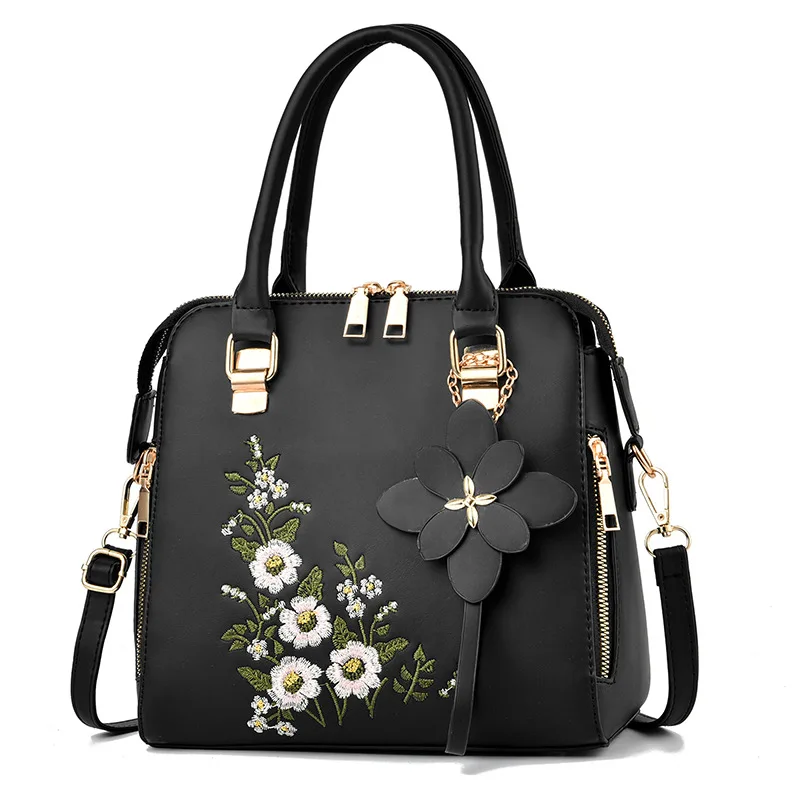 Yogodlns Luxury Embroidery Handbag For Women PU Leather Tassel Crossbody Bag Designer Handle Bag Brand Female Shoudler Bag bolso