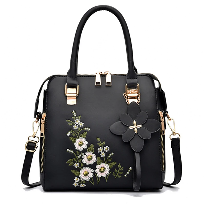 Yogodlns Luxury Embroidery Handbag For Women PU Leather Tassel Crossbody Bag Designer Handle Bag Brand Female Shoudler Bag bolso