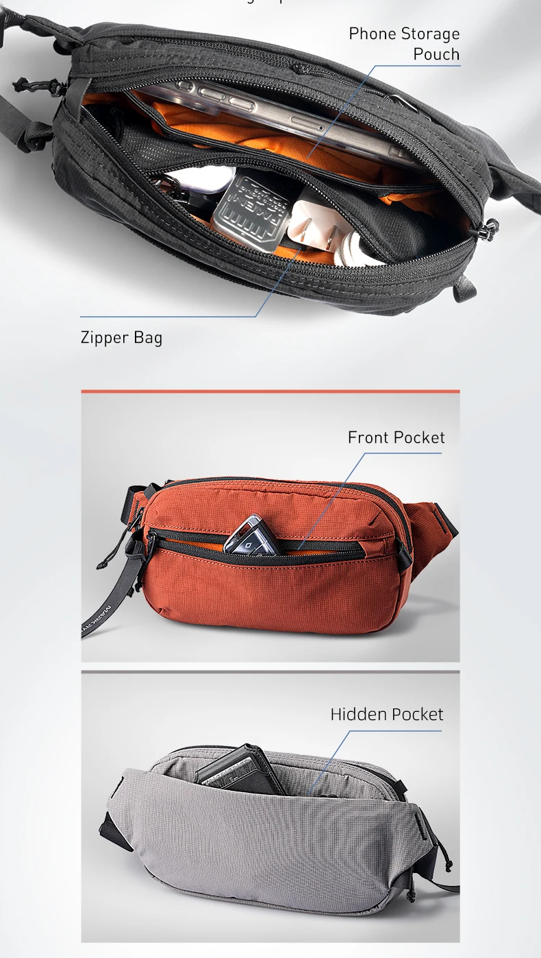 Mark Ryden Men's RFID Blocking Fanny Pack, Anti-theft Sling Bag, Lightweight Waist Pack for Travel, Hiking, Work