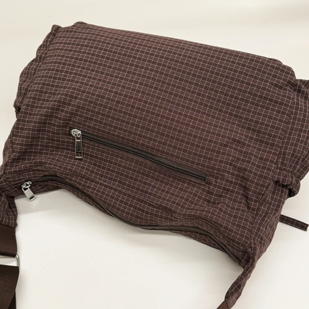 Korean-Style Retro Grid Single Shoulder Bag, Large Capacity, Versatile for School, Work, and Commuting, Unisex Design