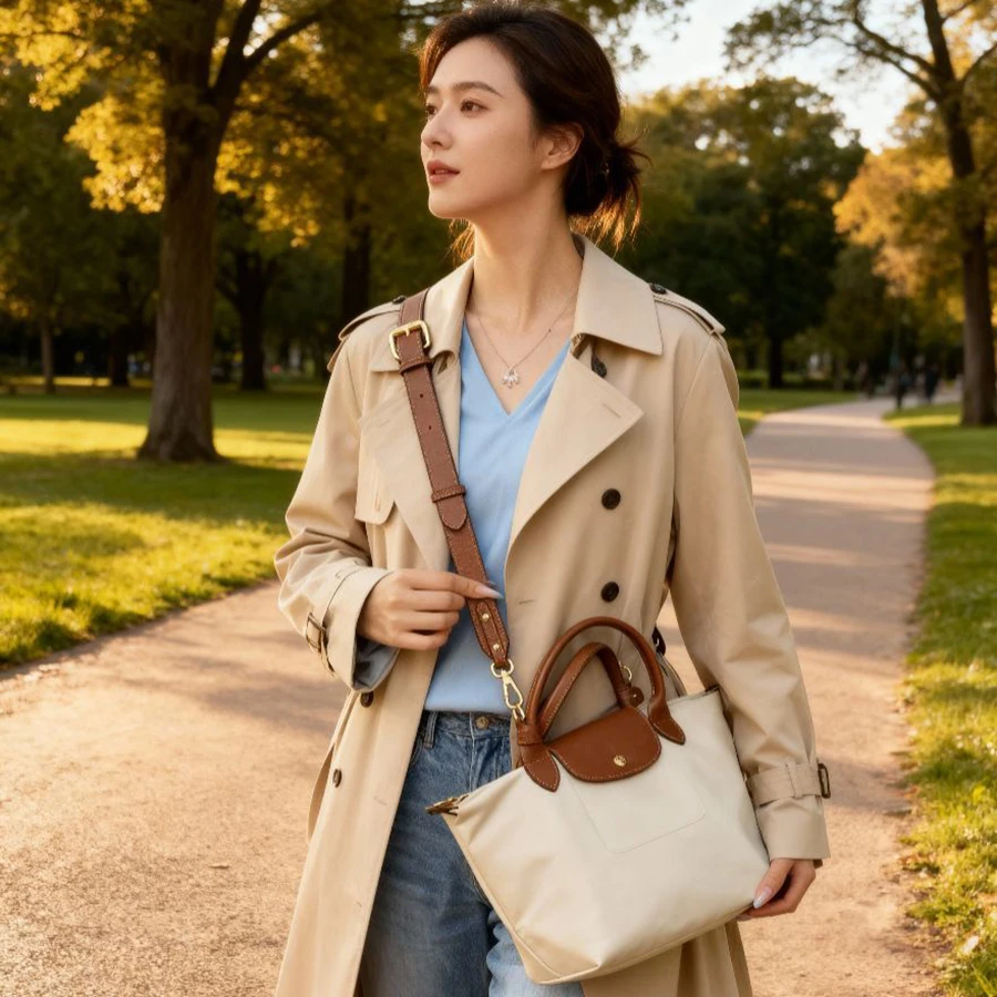 Leather Bag Shoulder Strap for Longchamp Pouch Short Handle MOCHA Small Bag Modification Without Punching Strap Bag Accessories