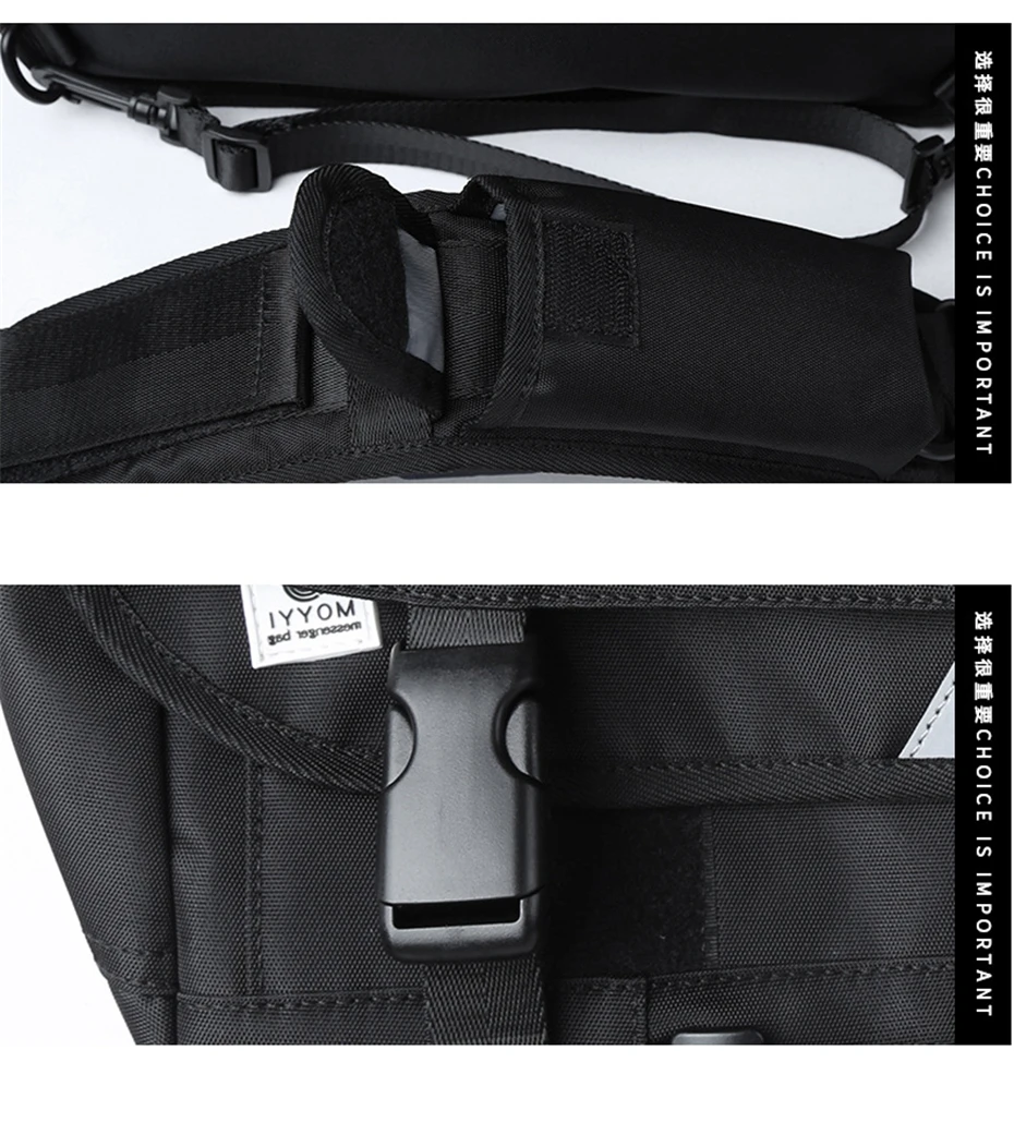 Men Messenger Bag Street Trendy Tactical Shoulder Waterproof Bags Hip Hop Streetwear Bag Oxford Bag