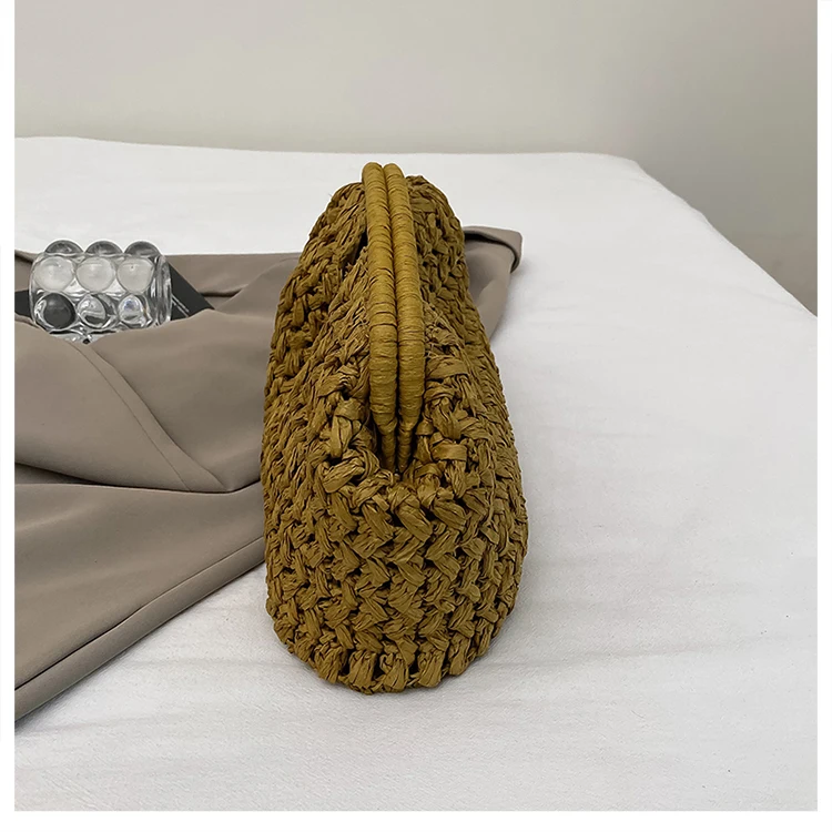 New Summer Beach Bag for Women Clutch Bag Luxury Designer Straw Bags Tote Handbag Fashion Woven Rattan Bags Female Travel Purse