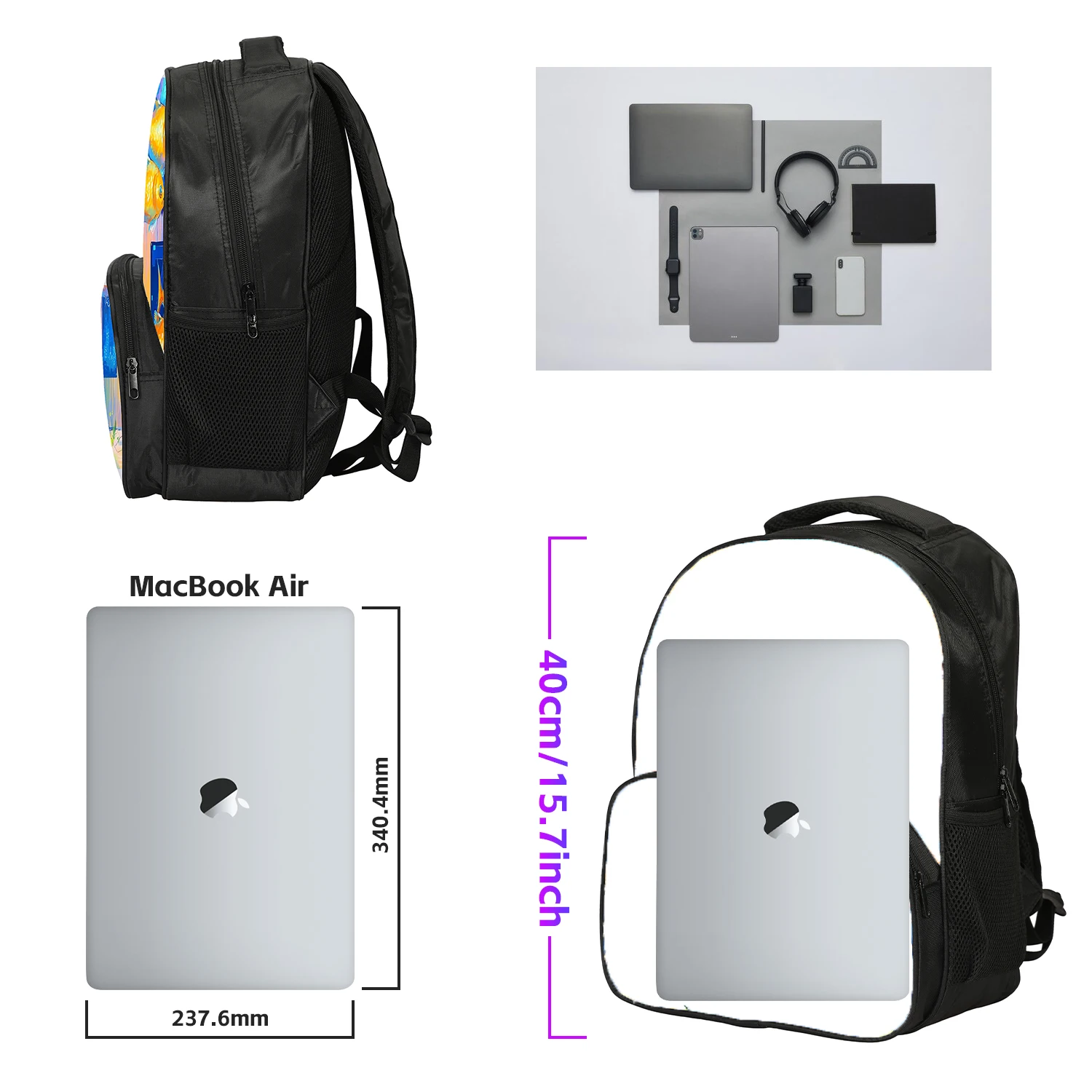 3pcs Set M-Mbappes School Bag Football Sports Backpack with Shoulder Bags Pencil Bags Star Player School Rucksack for Best Gift