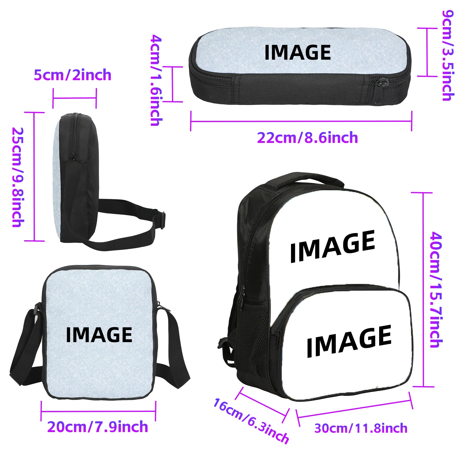 3pcs Set M-Mbappes School Bag Football Sports Backpack with Shoulder Bags Pencil Bags Star Player School Rucksack for Best Gift