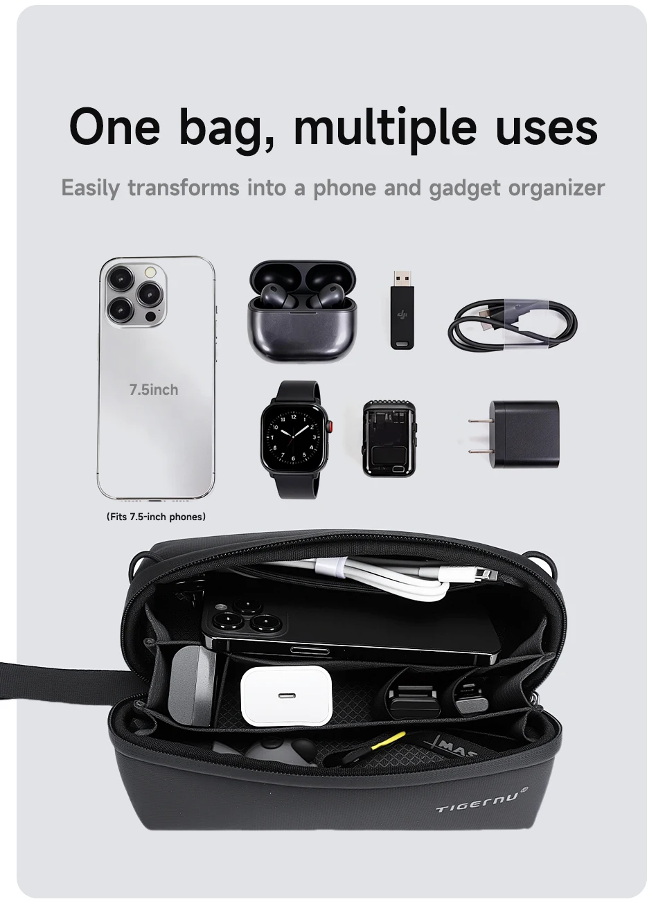 Tigernu Small Storage Bag For Travel Clutch Bag Men Handheld Bags Waterproof TPU Bags Male Portable Bag For PTZ Camera POCKET 3