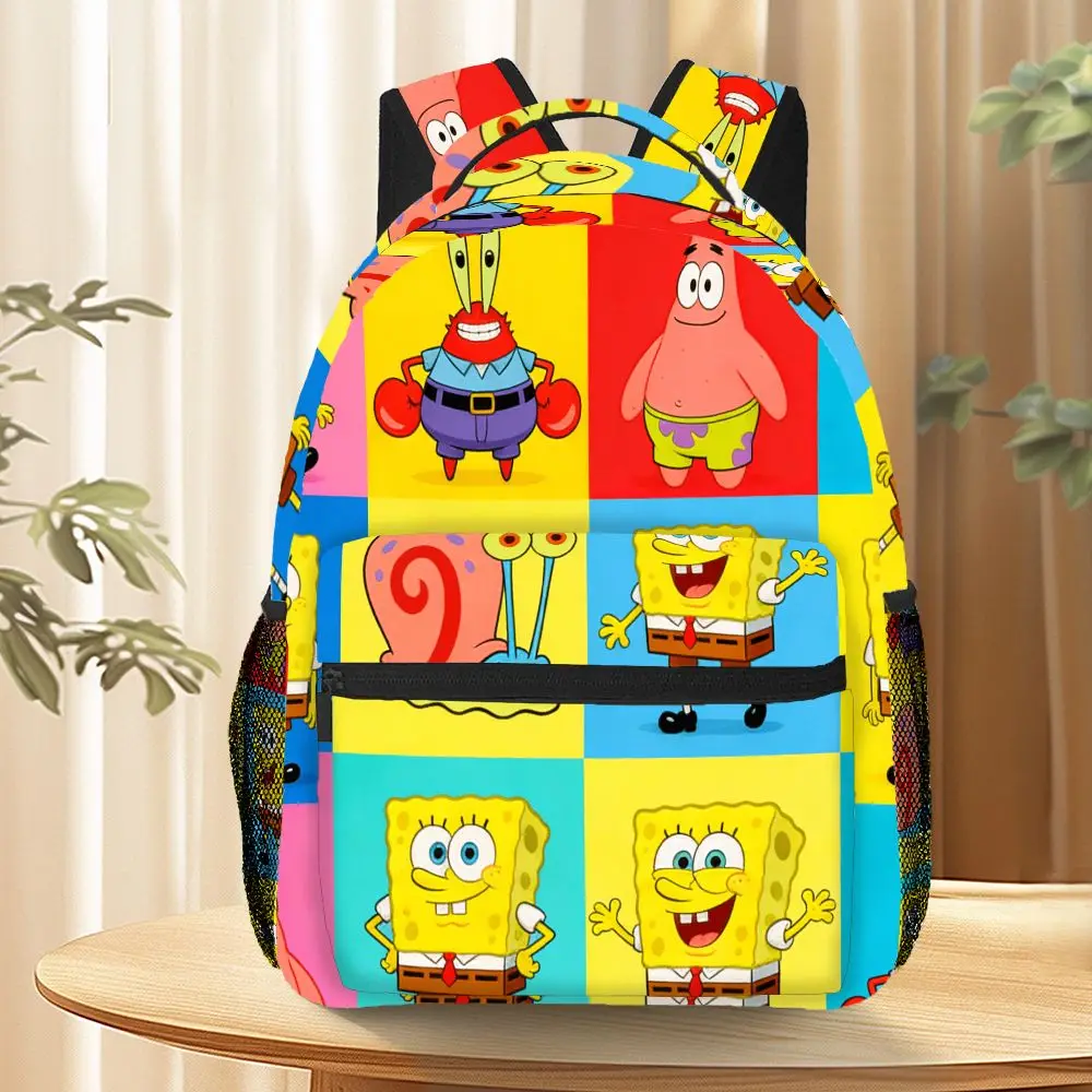 Anime SpongeBob SquarePants Backpack, Cartoon Patrick Gary Print School Bookbag, Portable Lightweight Travel Bag for Picnic