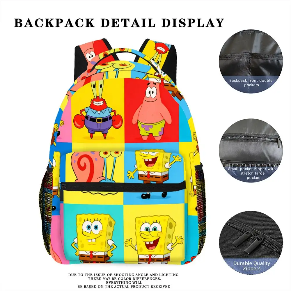 Anime SpongeBob SquarePants Backpack, Cartoon Patrick Gary Print School Bookbag, Portable Lightweight Travel Bag for Picnic