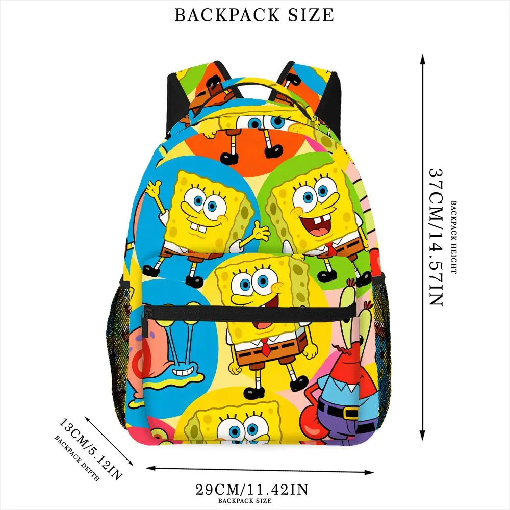 Anime SpongeBob SquarePants Backpack, Cartoon Patrick Gary Print School Bookbag, Portable Lightweight Travel Bag for Picnic