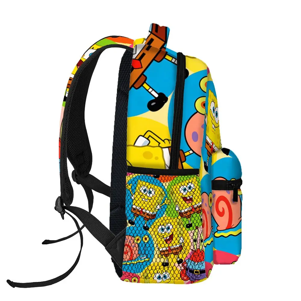 Anime SpongeBob SquarePants Backpack, Cartoon Patrick Gary Print School Bookbag, Portable Lightweight Travel Bag for Picnic