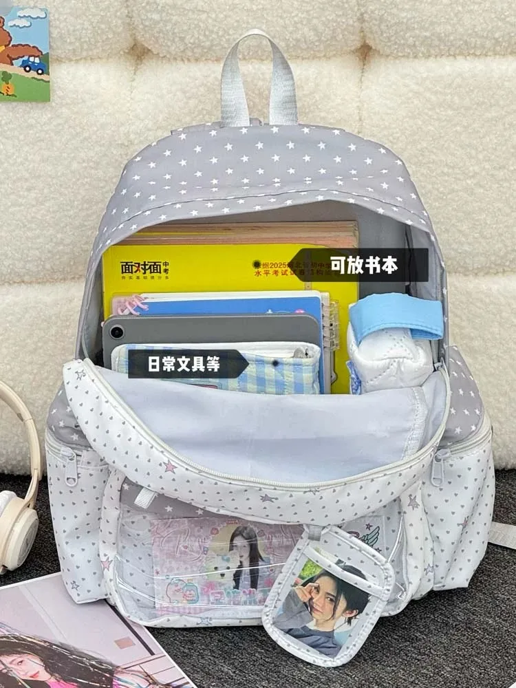 New Y2K Cute Star Polka Dot Ita Backpack Large Capacity  Student Schoolbag DIY Display  Outdoor Knapsack Casual Travel Rucksacks