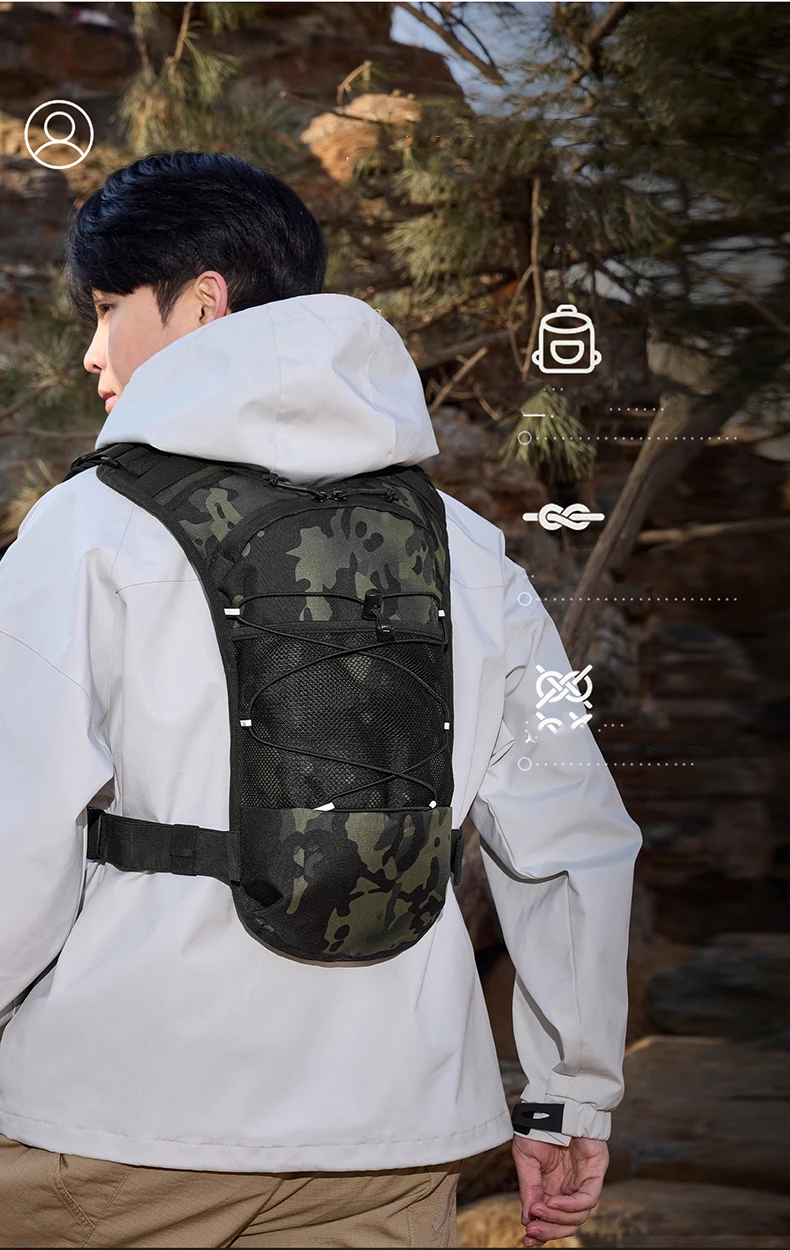 Tactical Bag Front Chest Rig Vest Backpack for Camping Hunting Bag Men Running Cycling Reflective Travel Hydration Fanny Pack