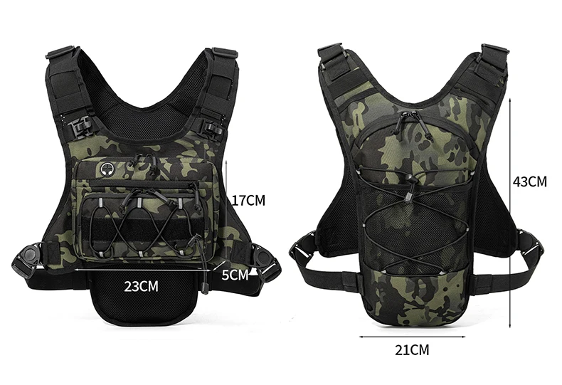 Tactical Bag Front Chest Rig Vest Backpack for Camping Hunting Bag Men Running Cycling Reflective Travel Hydration Fanny Pack