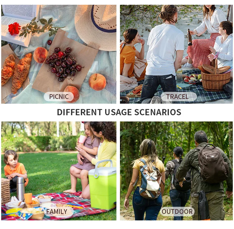 Camouflage outdoor double-layer picnic bag, portable insulated bag, large-capacity camping lunch bag, outdoor ice bag, lunch box