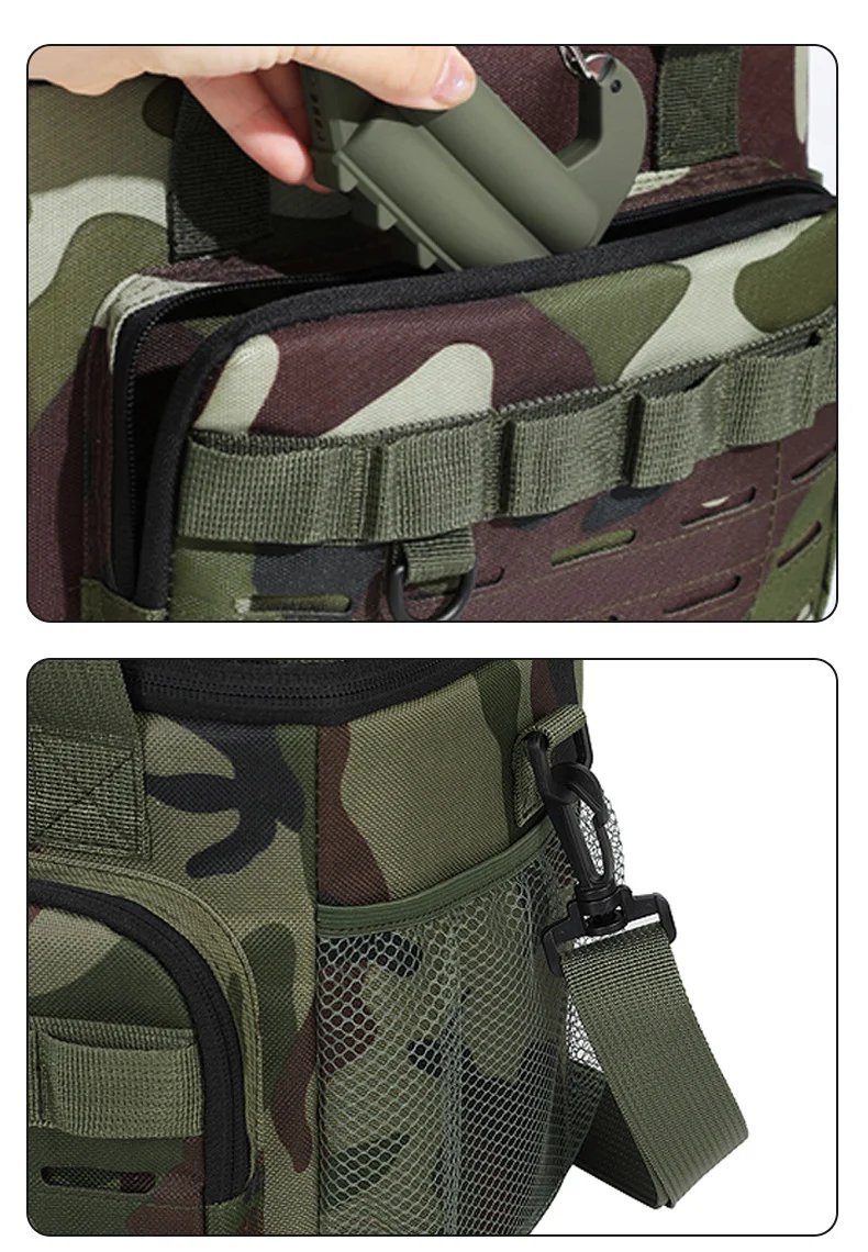 Camouflage outdoor double-layer picnic bag, portable insulated bag, large-capacity camping lunch bag, outdoor ice bag, lunch box