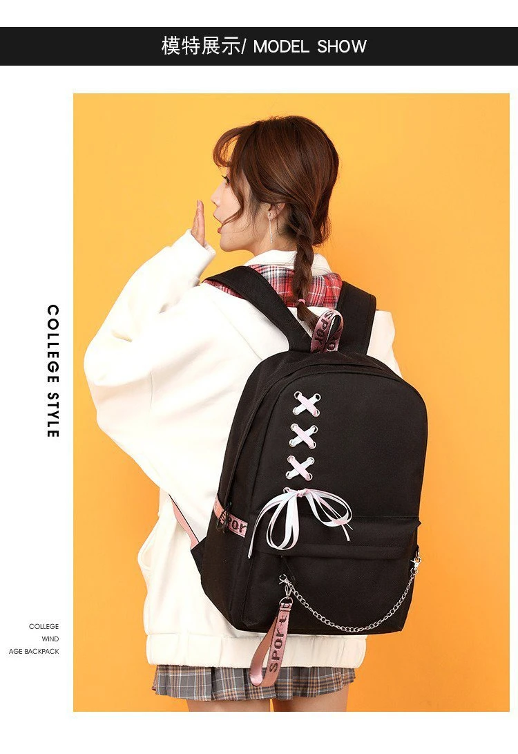 Girl Group Katseye Graphic School Backpack for Teen USB Port School Bags Women Y2K Laptop Computer Bag Student Katseye Bagpack