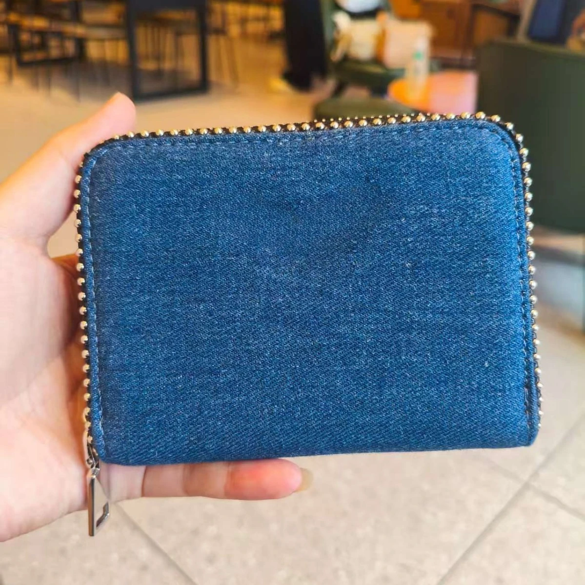 Black Wings, Hot Diamond Women's Bag, Metal Chain Bag, Wallet Card Bag, Denim.