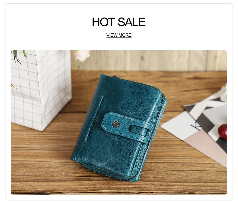 Contact'S Genuine Leather Short Wallet Women Fashion Small Coin Purse Zipper Hasp Card Holder Wallets for Women Portfel Damski