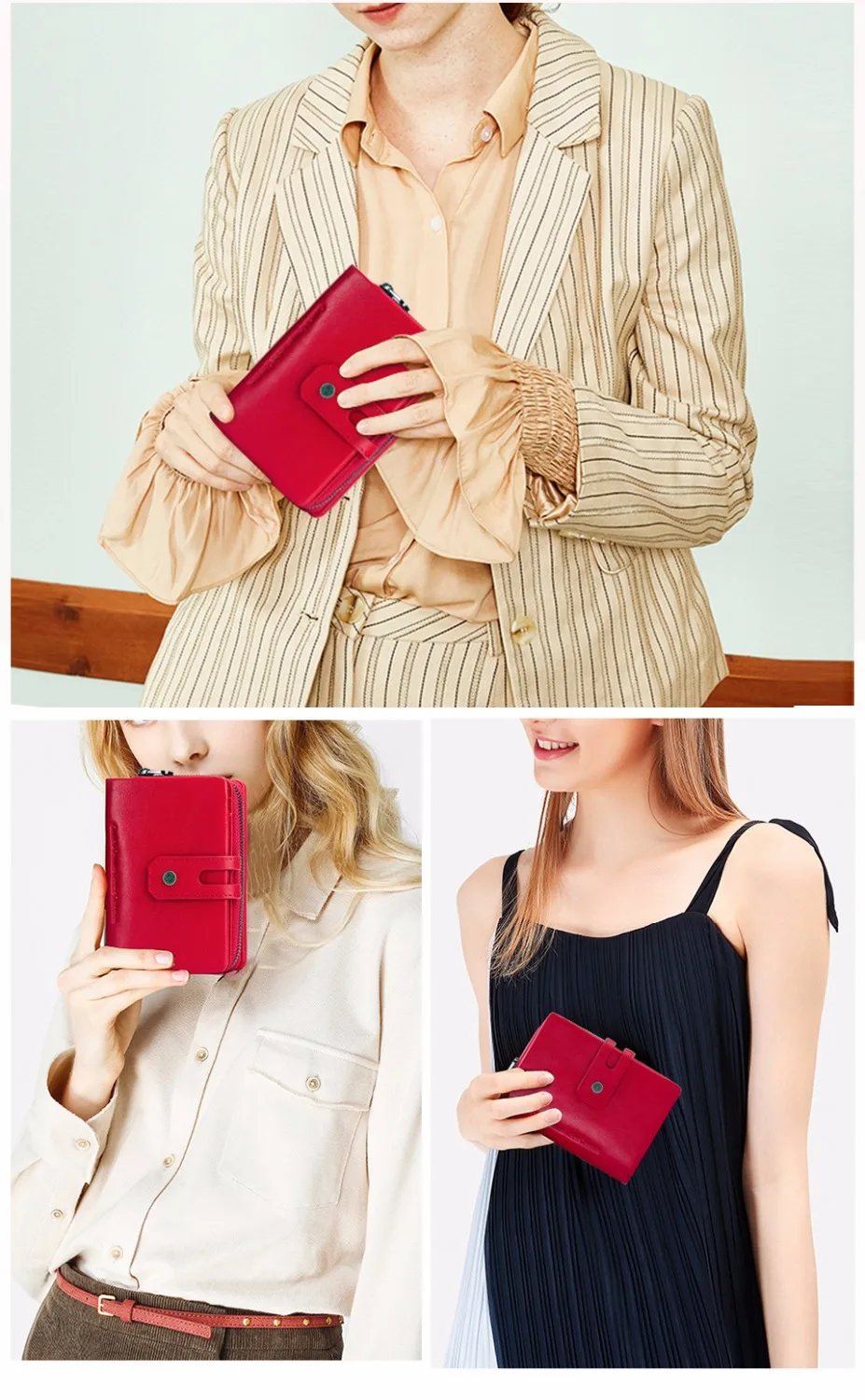 Contact'S Genuine Leather Short Wallet Women Fashion Small Coin Purse Zipper Hasp Card Holder Wallets for Women Portfel Damski