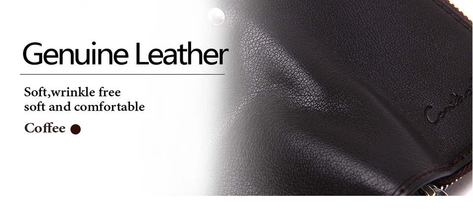 CONTACT'S Genuine Leather Car Key Wallets Fashion Key Holder Housekeeper Keys Organizer Double Zipper Keychain Case Key Pouch