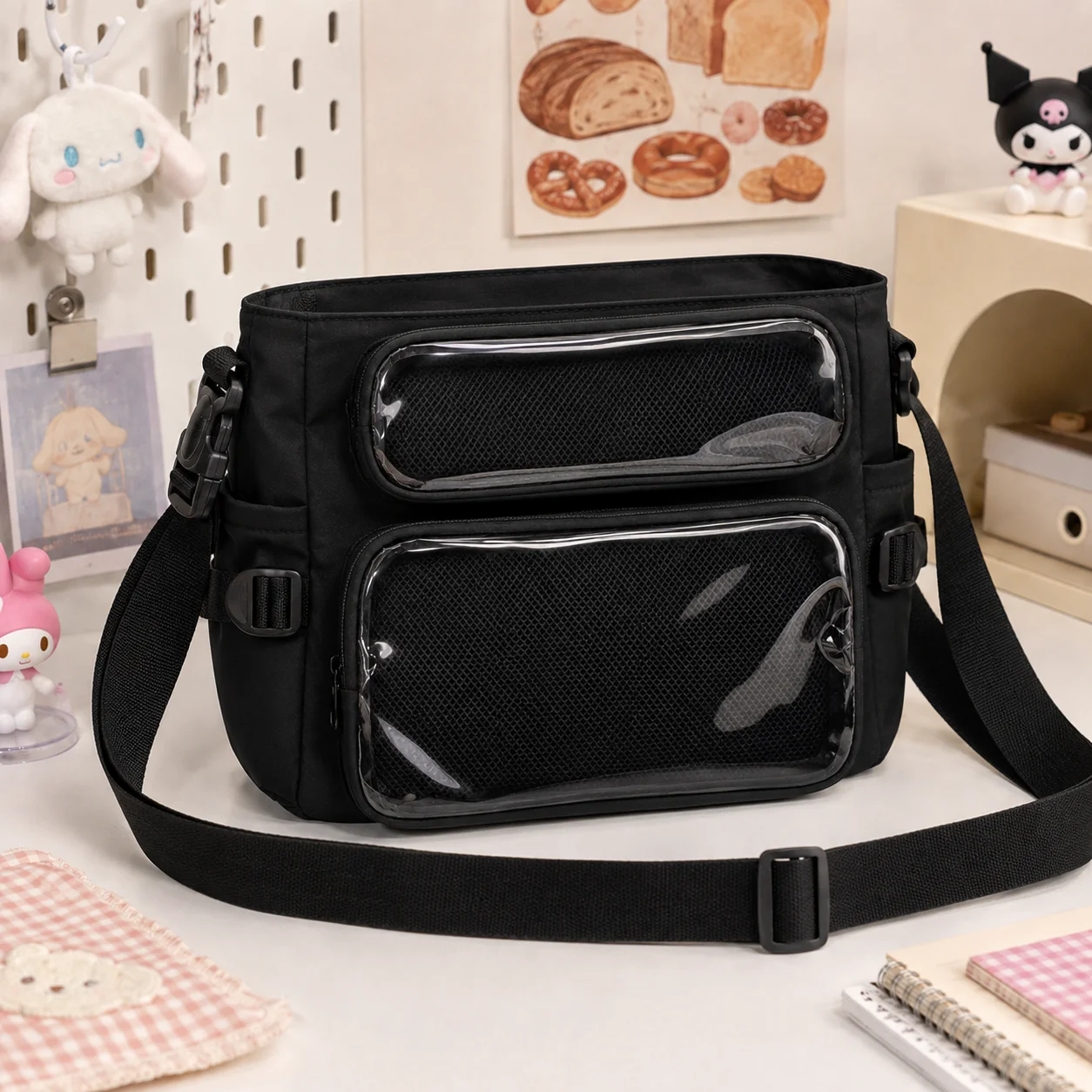College Ita Bag Transparent Crossbody Shoulder Bag Large Capacity Messenger Bag for School Cute Anime Accessories